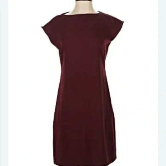 Of Mercer Burgundy Short Sleeve Tie Front Dress Sz M - Picture 8 of 12